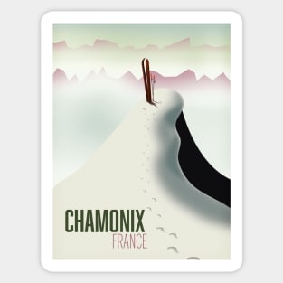 Chamonix france ski travel poster. Sticker